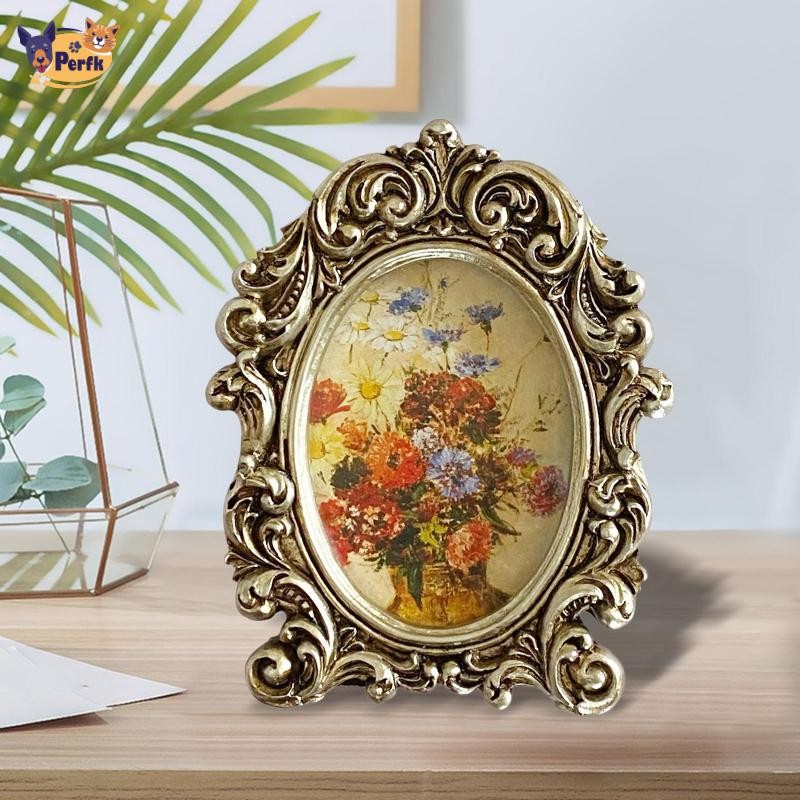 Khung Ảnh Retro Để Bàn Khung Ảnh Treo Tường Trang Trí Phòng Ngủ Đám Cưới, Vàng, Khung Ngoài 10cmx12cm