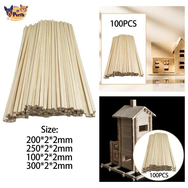 100 Chiếc Que Gỗ Chưa Hoàn Thành, Gỗ Thủ Công Gỗ Vuông Dowel Rod, Dowel Strip