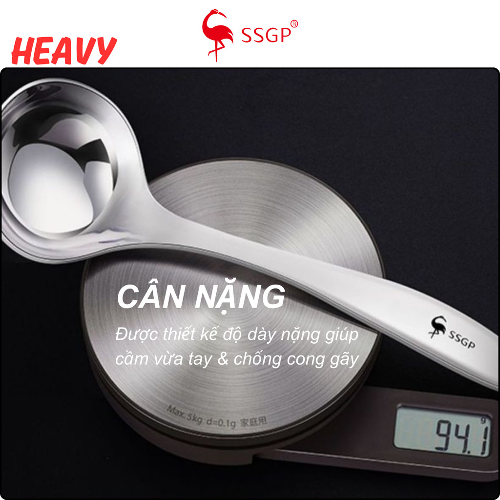 Vá canh Inox 304 Family cao cấp SSGP  - SS11606 Muôi canh,Thìa canh, Vá lẩu, muỗng lẩu thìa lẩu