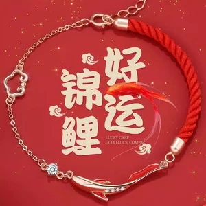 Vòng tay Cá Koi dây đỏ lên bờ Tử Cấm Thành, phong cách dân tộc tinh tế, cầu may, dây năm sinh, tặng bạn bè lên bờ, quà sinh nhật CZPA