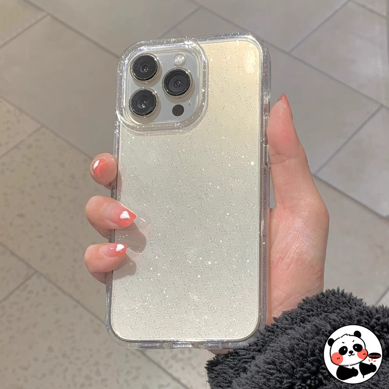 Ốp Điện Thoại Trong Suốt Lấp Lánh Cho iPhone 16E 16 Pro Max 16 15 14 Plus 13 12 11 Pro Max XR XS Max X 8 7 6 6s Plus SE3 SE2 + Ốp Lưng Sang Trọng Dễ Thương Đơn Giản Sáng Bóng Vỏ Mềm Trong Suốt