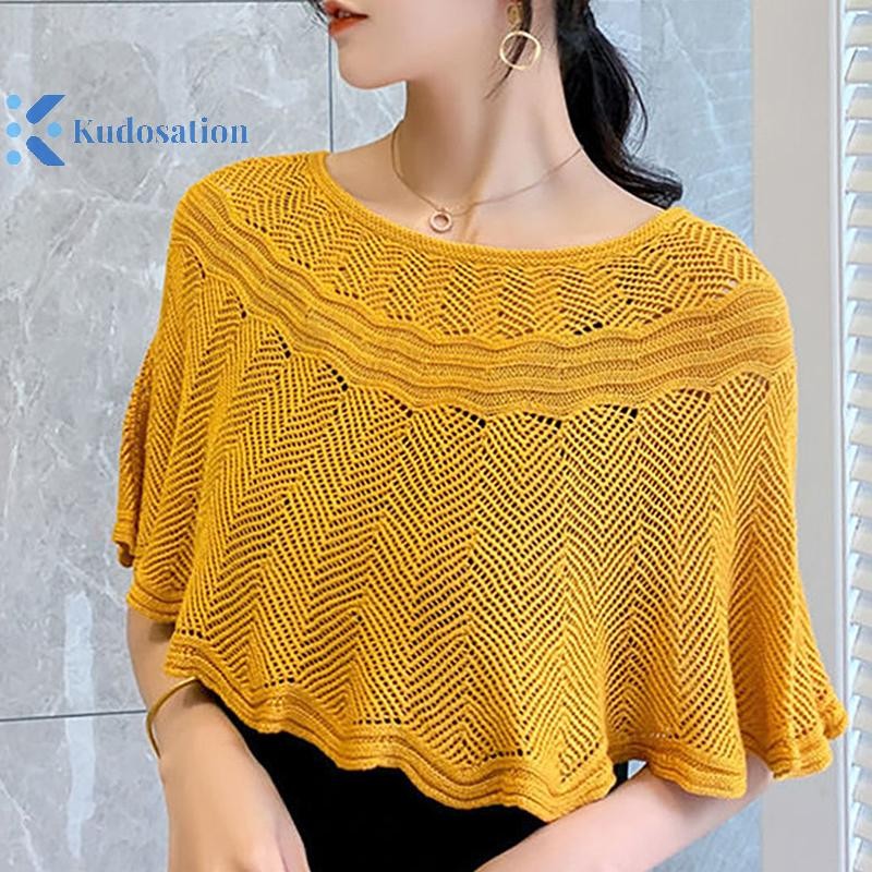 Kudosation Nữ Dệt Kim Rỗng Khăn Choàng Khăn Choàng Mùa Hè Thu Đông Nữ Thanh Lịch Chống Nắng Áo Choàng Smock Đẹp
