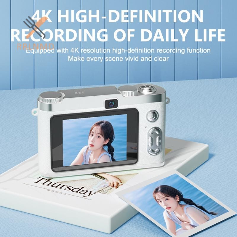 Máy quay Video di động RRLNMD CCD 5MP Tự động lấy nét 8X Zoom Màn hình 2,4 Inch Retro Vlogging Cam cho trẻ em Trẻ em Người mới bắt đầu MỚI