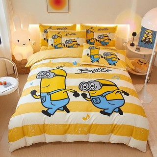 ST2 Minions Phù Hợp Với Bộ Chăn Ga Gối Chăn Gối Nhà Phòng Ngủ Có Thể Giặt Ký Túc Xá 3IN1 TS2