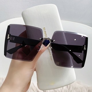 Kính Mát Dạng Dây Xích Hình Vuông Cỡ Lớn Trang Kính râm Chống Tia Bức Xạ Ánh Sáng Xanh Phong Cách Hàn Quốc Thời Trang Cho Nam Và Nữ