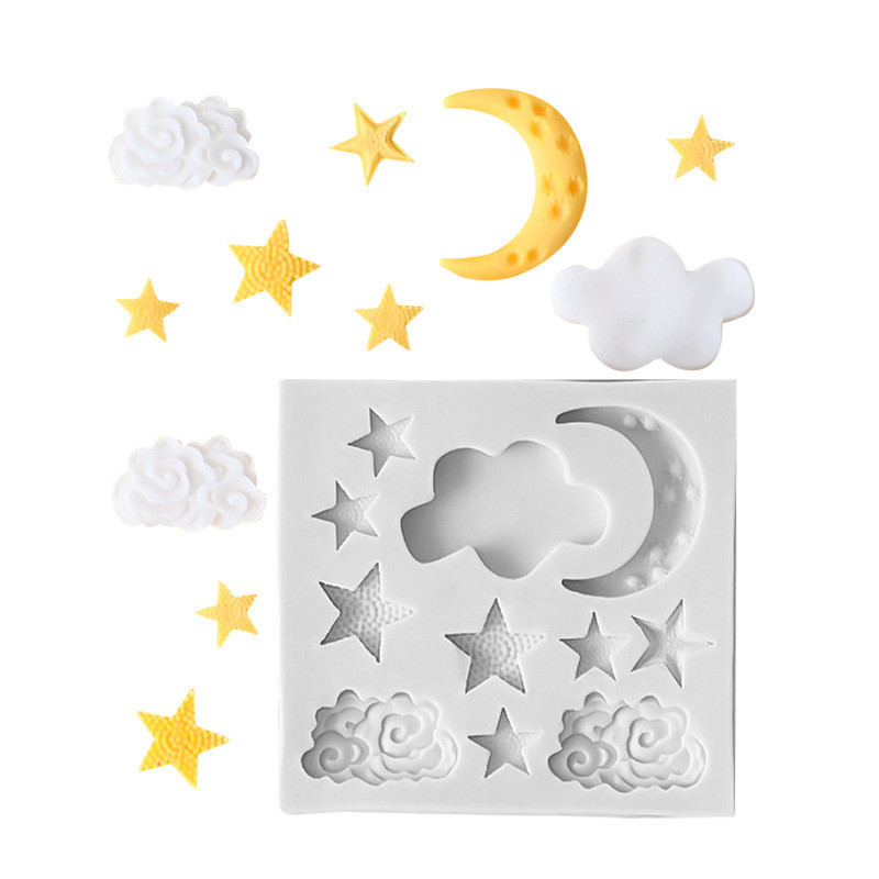 Moon Star Cloud Khuôn Silicon Tự Làm Chocolate Khuôn Trang Trí Bánh Khuôn Nướng Bánh Khuôn