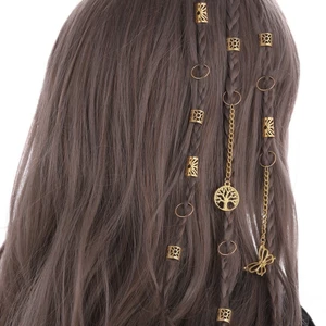 Set Phụ Kiện Vòng Tóc Kiểu DREADLOCK, Set Charm Đính Tóc, Trang Trí Tóc Phong Cách VIKING QiQiShop