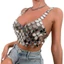Pealike Nữ Acrylic Hình Học Kim Sa Lấp Lánh Crop Rỗng Backless Lễ Hội Ngực Dây Xích