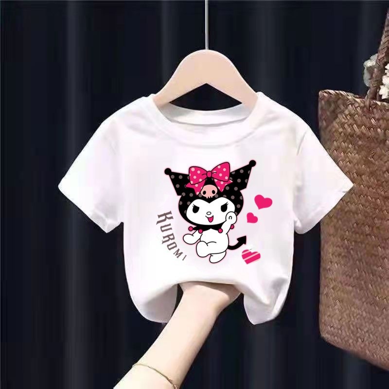 Hoạt Hình Sanrio Kuromi In Hình Ngắn Tay Mùa Hè Bé Gái Bé Trai Áo Thun Ngắn Tay Thường Ngày