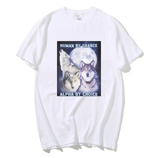 Human By Chance Alpha By Choice Alpha Wolf In Áo nam Cotton Dạo Phố Áo Thun Thể Dục Tay Ngắn Tee Nam Quần Áo