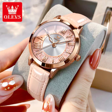 Đồng Hồ Olevs Nữ Chống Thấm Nước Chính Hãng Thạch Anh Thời Trang Hàn Quốc Đồng Hồ Nữ Di Động Kim Cương Hoa Hồng Vàng Đồng Hồ Nữ Dây Da Hồng 5539