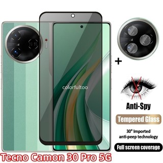 Kính Cường Lực Riêng Tư 2in1 Cho Tecno Camon 30 Pro 30Pro Camon30 4G 5G 9H Full Cover Chống Gián Điệp Kính Riêng Bảo Vệ Màn Hình Cho Camon 30 5G Mặt Sau Ống Kính Máy Ảnh Phim