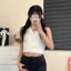 Milyfashion Dập Nổi Phong Cách Mới Chữ Cổ Tròn Không Tay Co Giãn Dệt Kim Sling Mỏng Hơn Nhìn Ba-