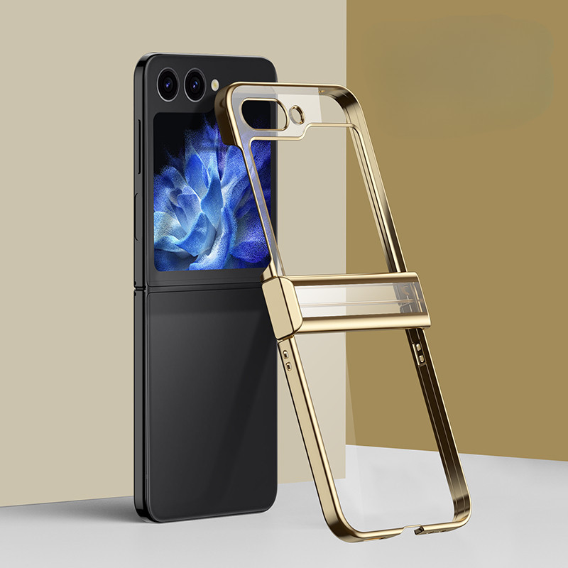 Ốp Điện Thoại Mạ Điện Trong Suốt Cho Samsung Galaxy Z Flip 6 5 4 3 Flip6 Flip5 Flip4 Flip3 Bản Lề Bảo Vệ Chống Sốc
