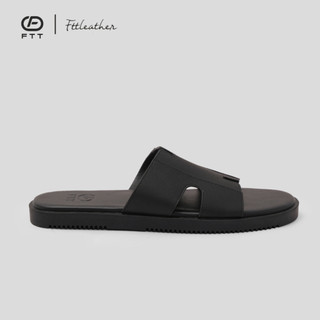 Dép da nam chữ H Fttleather chất liệu da bò dáng trơn đế TPR bền, nhẹ, độ bám tốt Mã D301