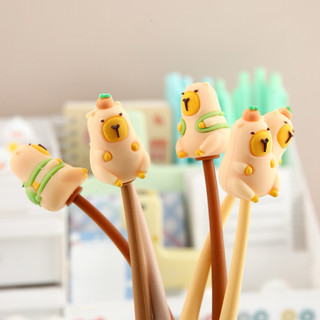 [Mực Đen] Bút Bi Silicon Thân Mềm Capybara Lúc Lắc, Bút Bi Mực Gel Khô Nhanh, Mực Đều, Nét Chữ Đẹp