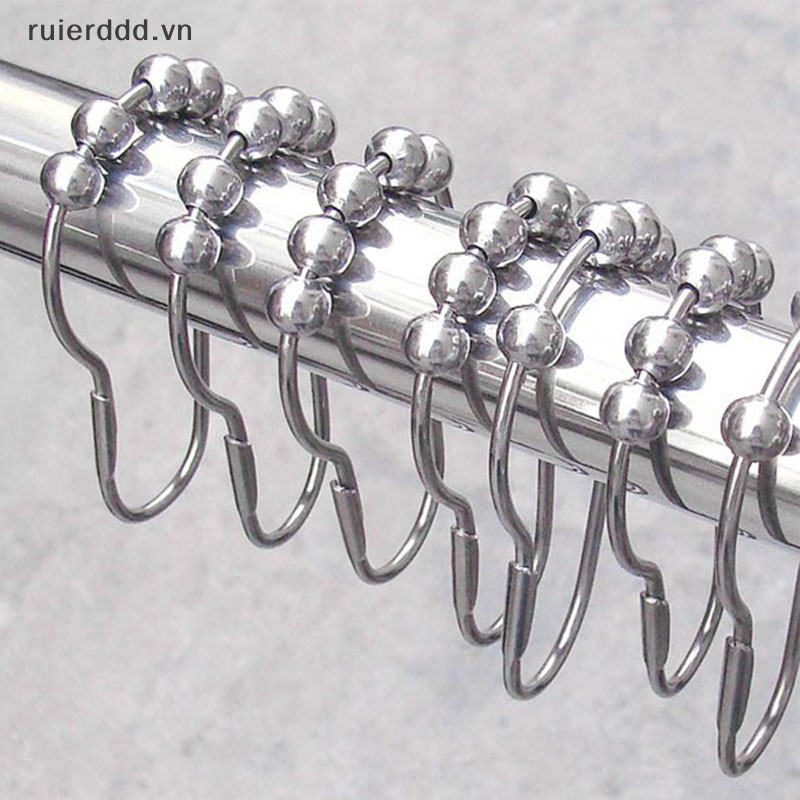 # MỚI # 12 Chiếc Nhẫn Rèm Tắm Sa Niken 5 Con Lăn Đánh Bóng Móc Tắm.