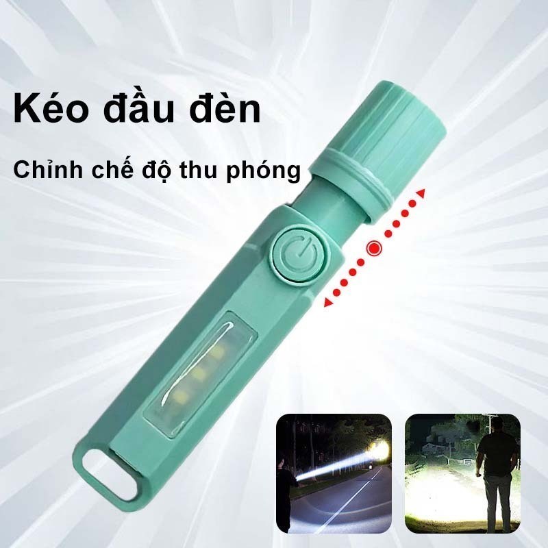 Đèn Pin Mini Siêu Sáng Bền Bỉ Có Cổng Sạc Type C Chiếu Gần Và Rọi Siêu Xa Dùng Đi Đêm Đi Phượt