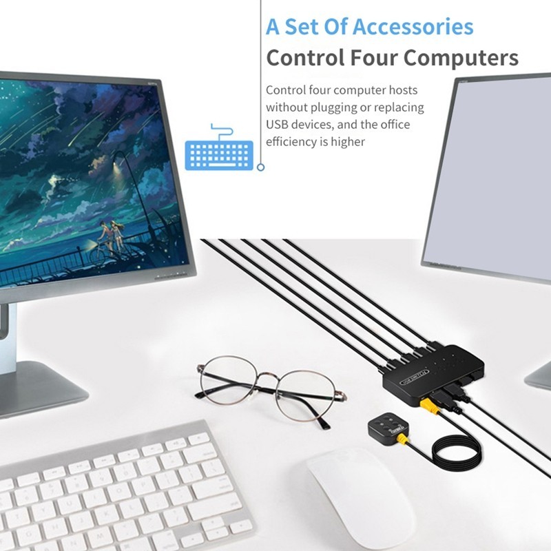 Công Tắc USB Chia Sẻ Bộ Điều Khiển Bộ Chuyển Đổi 4 Đầu Vào 4 Đầu Ra Cho Laptop Máy Tính Bàn Phím Chuột Màn Hình