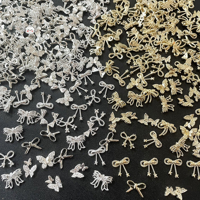 Maybest Vàng Hoa Bạc Phụ Kiện Làm Móng Tay Kim Cương Giả Móng Tay Nghệ Thuật Trang Sức Nơ Trang Trí Móng Tay 3D Móng Tay Nghệ Thuật Khoan {VN}