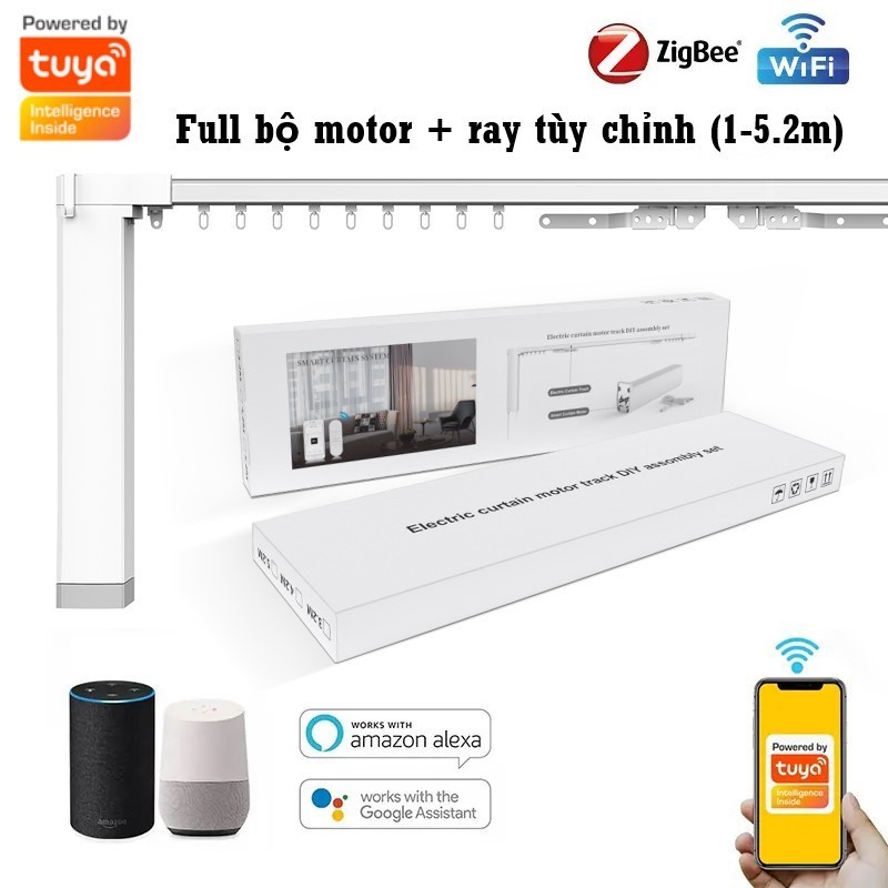Trọn bộ động cơ + ray rèm kéo thông minh (tùy chỉnh 1 - 5.2m) rèm kéo ...