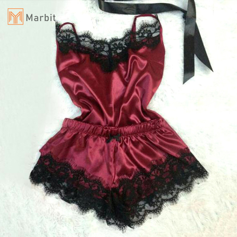 Marbit Nữ Đồ Ngủ Không Tay Dây Đeo Váy Ngủ Ren Viền Sa Cami Top Pyjama Bộ Mới