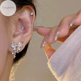 K2nightfee 1 Cặp Bông Tai Zircon Nơ Sáng Bóng Thời Trang Dành Cho Nữ Cô Gái Tính Khí Tinh Tế Ngọt Ngào Thoáng Mát Nơ Bông Tai Trang Sức VN