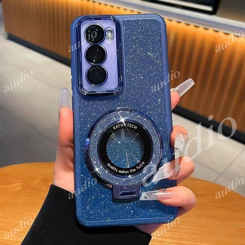 Realme C75 C75x 4G Long lanh Bling Giá đỡ từ tính Ốp điện thoại cho Realme C75 C 75 75C RealmeC75 4G 2024 Phim bảo vệ Camera ống kính toàn bộ Vỏ điện thoại lấp lánh có giá đỡ vòng đeo tay