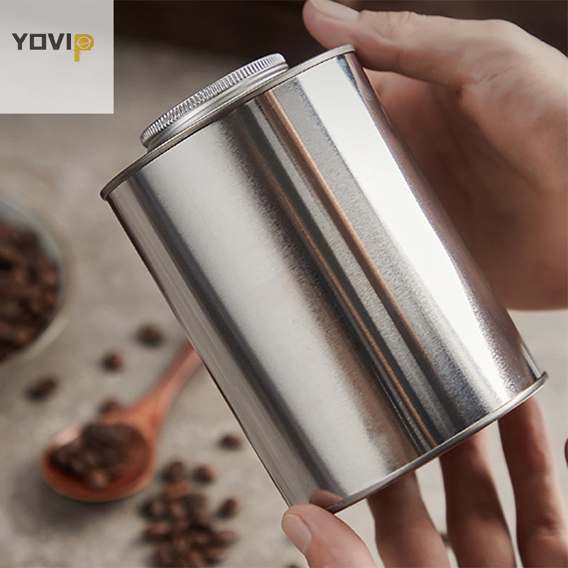 Yovip Bạc Tròn Cà Phê Đậu Bảo Quản Có Thể Nhà Bếp Nắp Vít Cà Phê Đường Thiếc Tổ Chức Hộp Đựng Bao Bì VN
