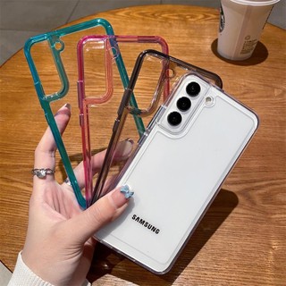 Ốp Điện Thoại Trong Suốt Chống Sốc Cho Samsung S24 S23 S22 S21 Plus Ultra FE A52 A72 A33 A35 A53 A54 A55 A22 A23 A25 5G Ốp Lưng Cứng Acrylic Trong Suốt Vỏ Bảo Vệ Cạnh Mềm