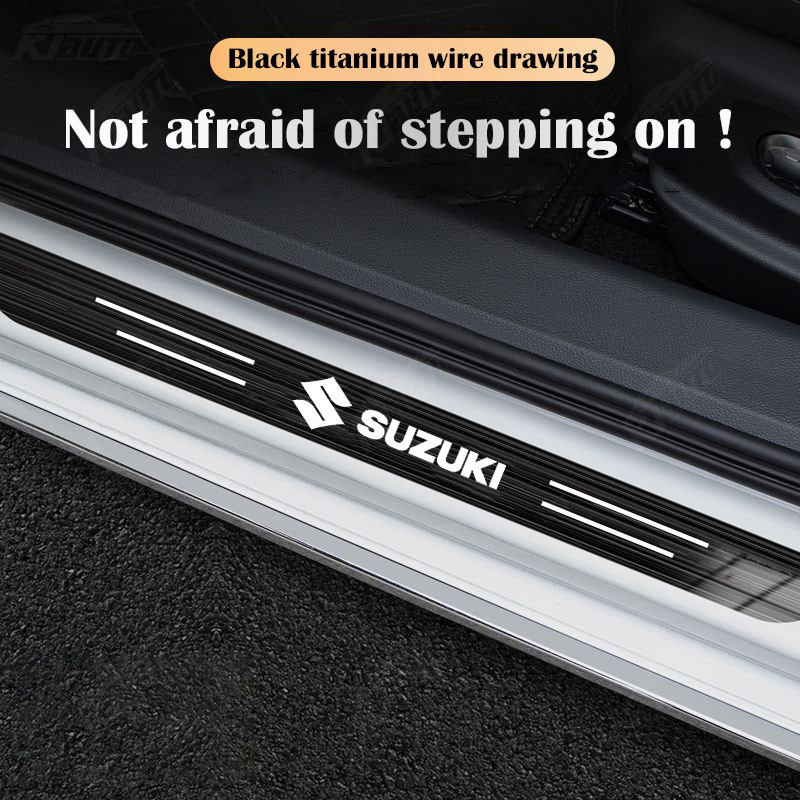 ✨ Suzuki Cao Cấp Tùy Chỉnh Kim Loại Sill Bảo Vệ Chống Trầy Xước Thép Không Gỉ Chống Bụi Bẩn Miếng Dán Bảo Vệ Cửa Xe Ô Tô Phụ Kiện Trang Trí Xe Hơi Cho Swift Sport Xl7 Vitara Jimny
