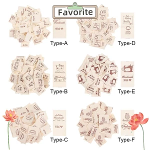 Favoritegoods 50 Chiếc DIY Vải May Nhãn Đan Len Handmade Với Họa Tiết Trái Tim Tình Yêu Dệt Tiếp Liệu|Phụ kiện may vá mèo hoạt hình