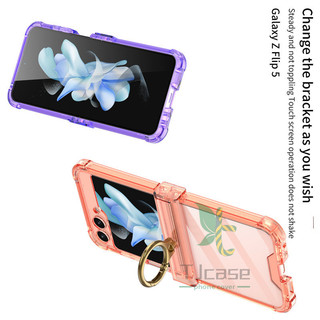 Túi Gasbag Giá Đỡ Vòng Bản Lề Full Giá Đỡ Ốp Lưng Samsung Galaxy Z Flip 6 Z Flip 5 Mềm TPU Trong Suốt Vỏ Gấp Chống Va Chạm Bốn Góc