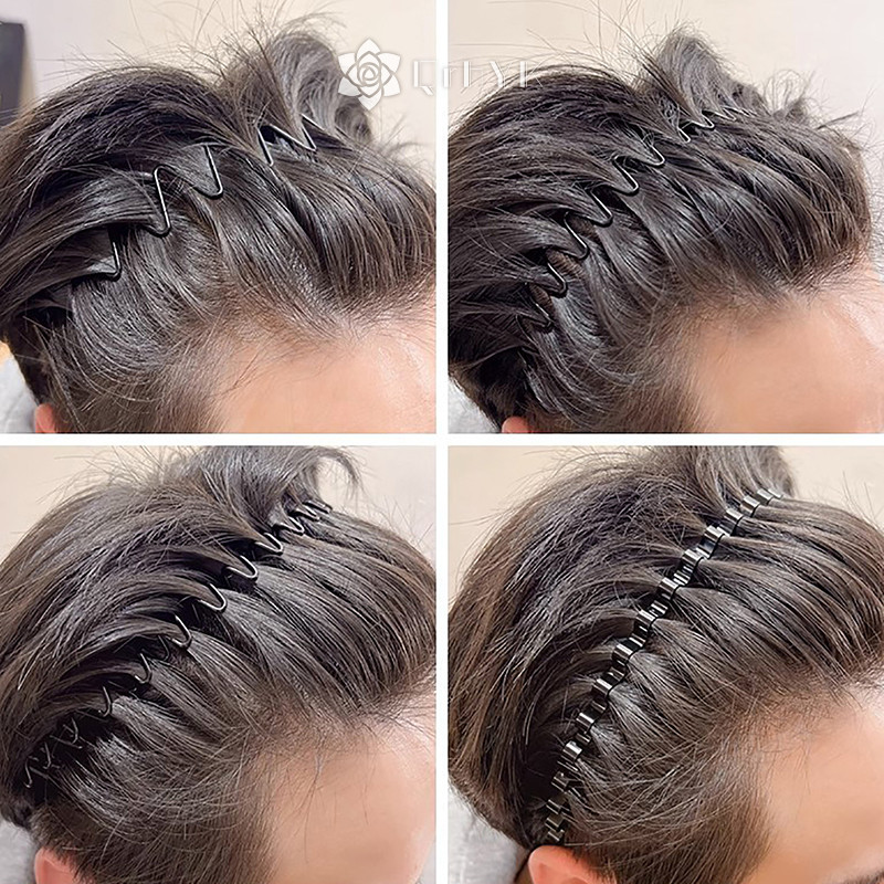 Qrhyk Kim Loại Dành Cho Nam Nữ Unisex Sóng Đen Mùa Xuân Thể Thao Vòng Kẹp Đơn Giản Phụ Nữ Phụ Kiện Mới