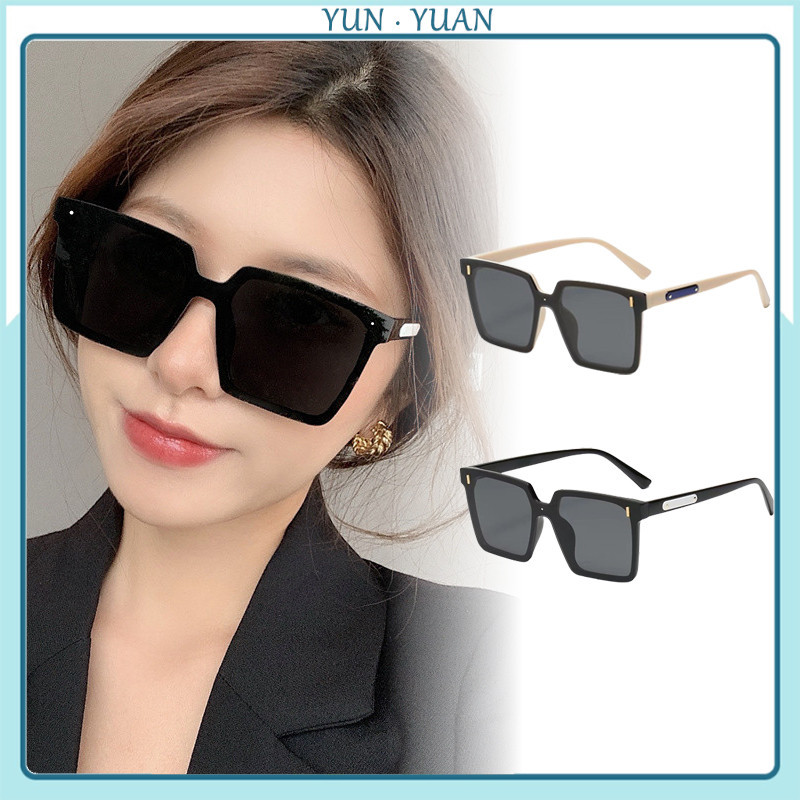 [Yunyuan] Kính râm nhựa tổng hợp toàn khung, Kính râm làm móng tay gạo hợp thời trang, Kính đôi chống tia cực tím, Kính đôi nam và nữ, Kính râm vuông khung lớn một mảnh được cá nhân hóa