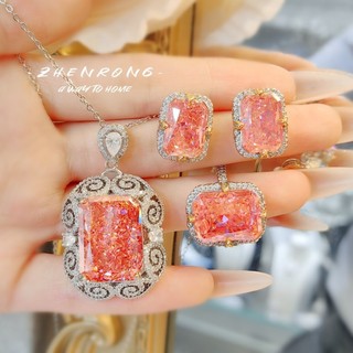 Châu Âu Mỹ ins Phong Cách Mới Phóng Đại Kim Cương Carbon Cao Nhiều Màu Sắc Ruby Corundum Phù Hợp Với Nữ