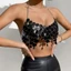 Pealike Nữ Lấp Lánh Kim Sa Lấp Lánh Tua Rua Dây Cổ Camisole Backless Crop Hộp Đêm Đảng Cơ Thể Trang Sức Ngực Dây Xích