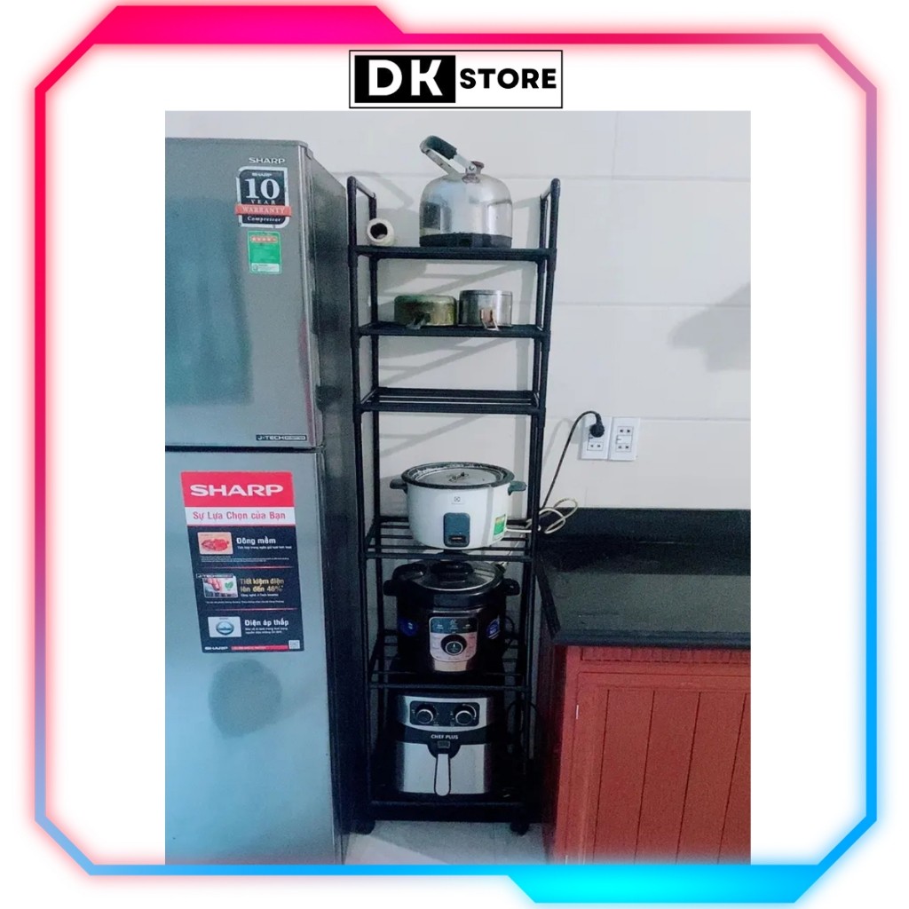 Kệ Nhà Bếp 5 Tầng Kệ Phòng Khách Đa Năng DKSTORE Khung Thép Carbon Phun Sơn Tĩnh Điện Hàng Loại 1