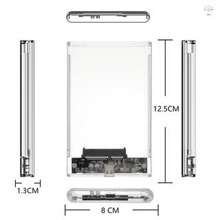 Hilivn) Hộp đựng đĩa cứng 2,5 inch Type-C Vỏ ổ cứng trong suốt Hộp số tốc độ cao Lắp đặt dễ dàng cho ổ cứng SATA 2,5 inch / SSD