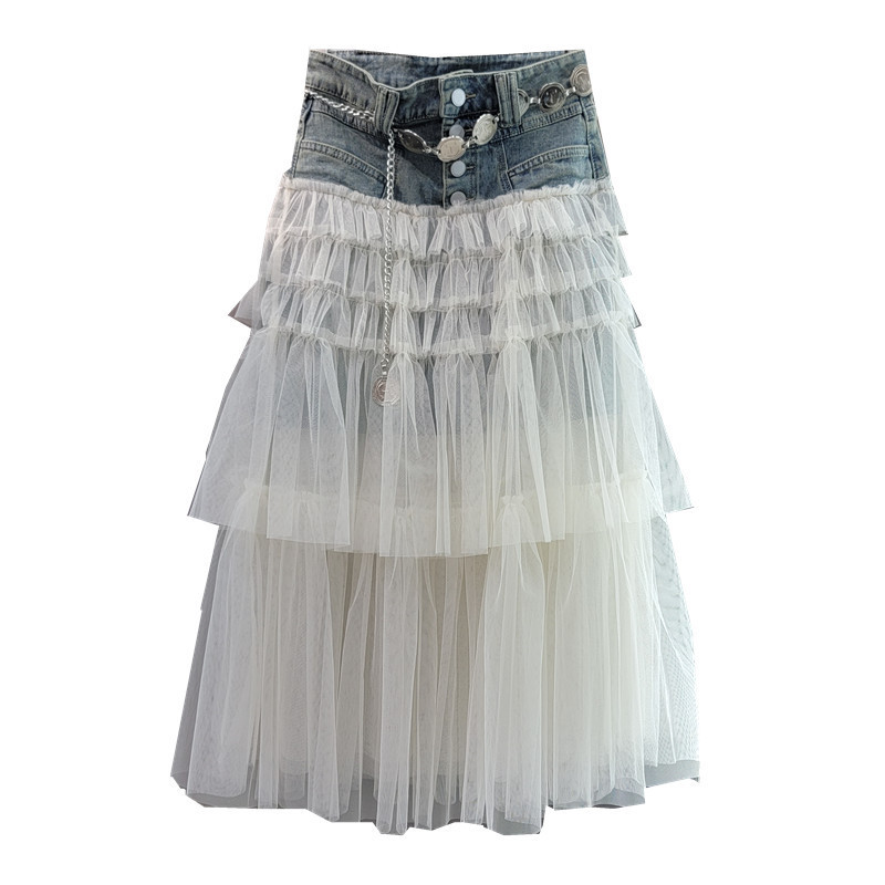 Thiết Kế Váy Denim Nữ Phong Cách Mới Giảm Tuổi Ôm Hơn Nhìn Khâu Gạc Cao Cấp Chữ a Váy Dài