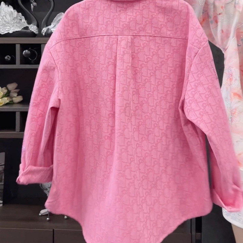 Thiết kế sáng tạo Công nghiệp nặng In đầy đủ Kim cương nóng Áo sơ mi Denim Áo khoác nữ dáng rộng thường ngày