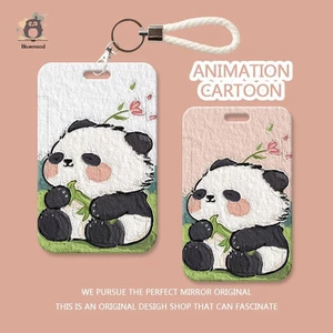 Bộ thẻ Anime Dây buộc gấu trúc dễ thương cho điện thoại di động Dây chìa khóa Thẻ ID Keycord Móc khóa DIY Dây quà tặng mới