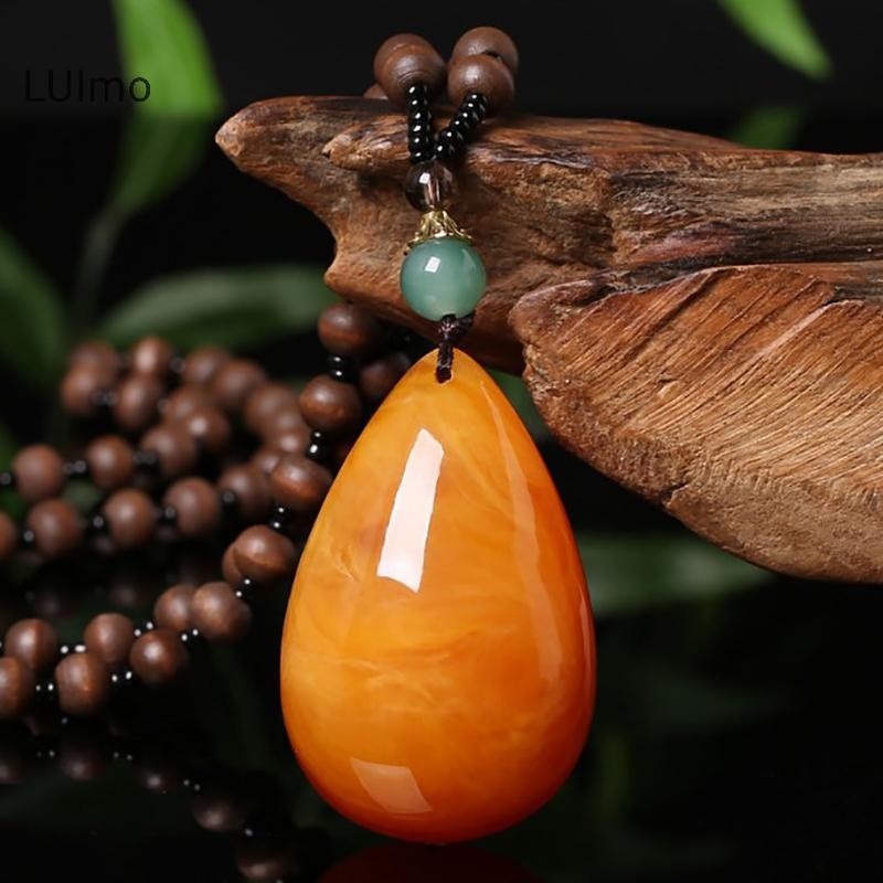 Luimo Vintage Phong Cách Dân Tộc Nữ Cổ Sáp Ong Thả Hạt Choker Áo Len Dài Mặt Dây Chuyền Trang Sức SBS