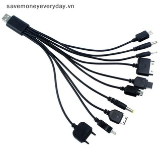 [savemoneyeveryday] Bộ sạc cáp đa Pin Cáp chuyển đổi USB Dây dữ liệu Dây cáp truyền dữ liệu USB 10 trong 1 Đa năng [vn]
