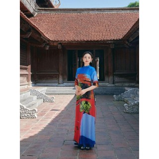 Áo dài cách tân in họa tiết trừu tượng AD227