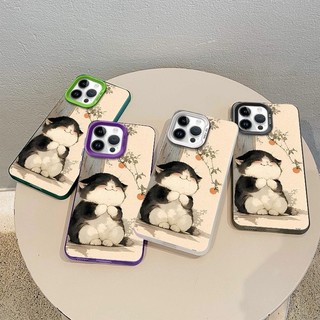 Ốp lưng iPhone  họa tiết mèo béo quả hồng, dành cho iPhone 16/15/14/13/12/11 Pro Max/XR/XS Max