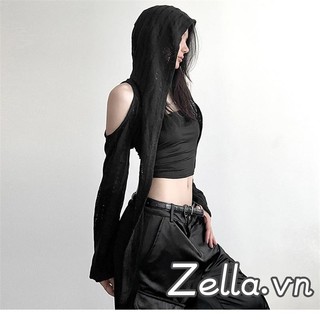 Phụ Nữ Suncreen Cardigan Rỗng Khóa Kim Loại Tay Dài Có Mũ Trùm Đầu Che Mùa Xuân Mùa Hè Mềm Shrug