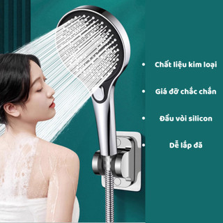 Vòi Sen Tăng Áp Siêu Mạnh, Bộ Vòi Hoa Sen Đủ Bộ Dây Và Giá Đỡ Bằng Kim Loại NGÓI HOME - VS01