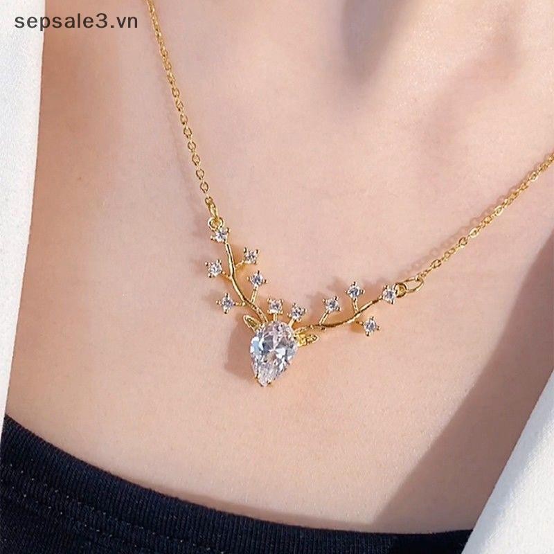# sepsale # Trang sức thời trang One Deer Has You Little Nai sừng tấm Vòng cổ dành cho nữ Mặt dây chuyền xương đòn khí chất cao cấp Quà tặng sinh nhật.