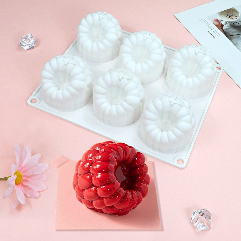 6 / 12 / 24 Khoang Lớn Mousse Mousse Bánh Khuôn 3D Raspberry Chocolate Silicon Khuôn Nến Trái Cây Khuôn Làm Bánh DIY- * * -